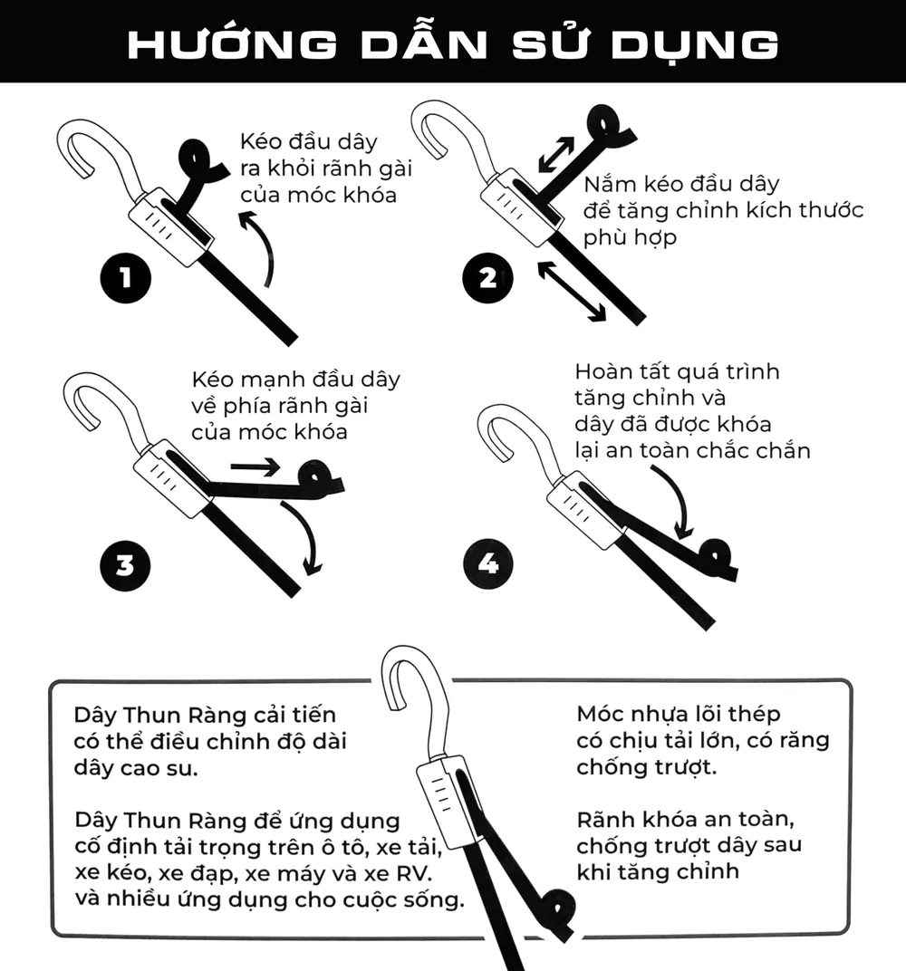 Hướng dẫn tăng chỉnh dây thun ràng hàng 4 bước